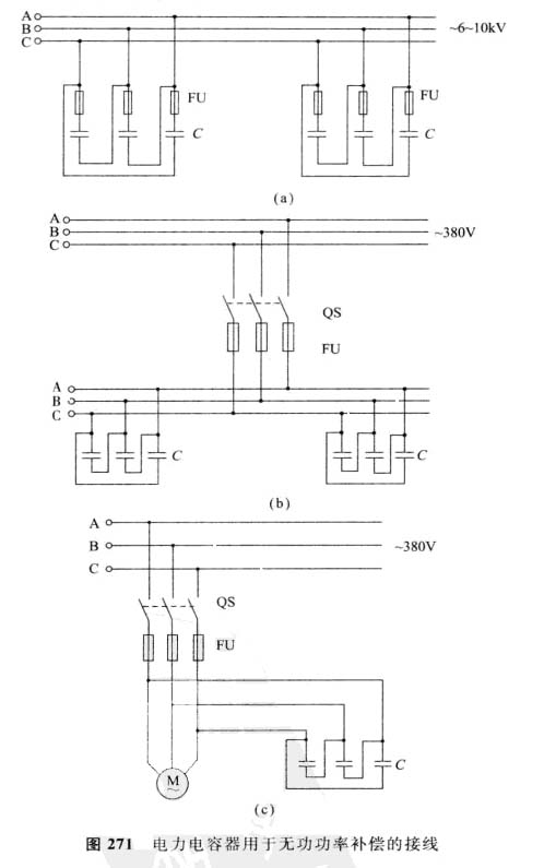 移相电力电容器用于线路无功补偿接线